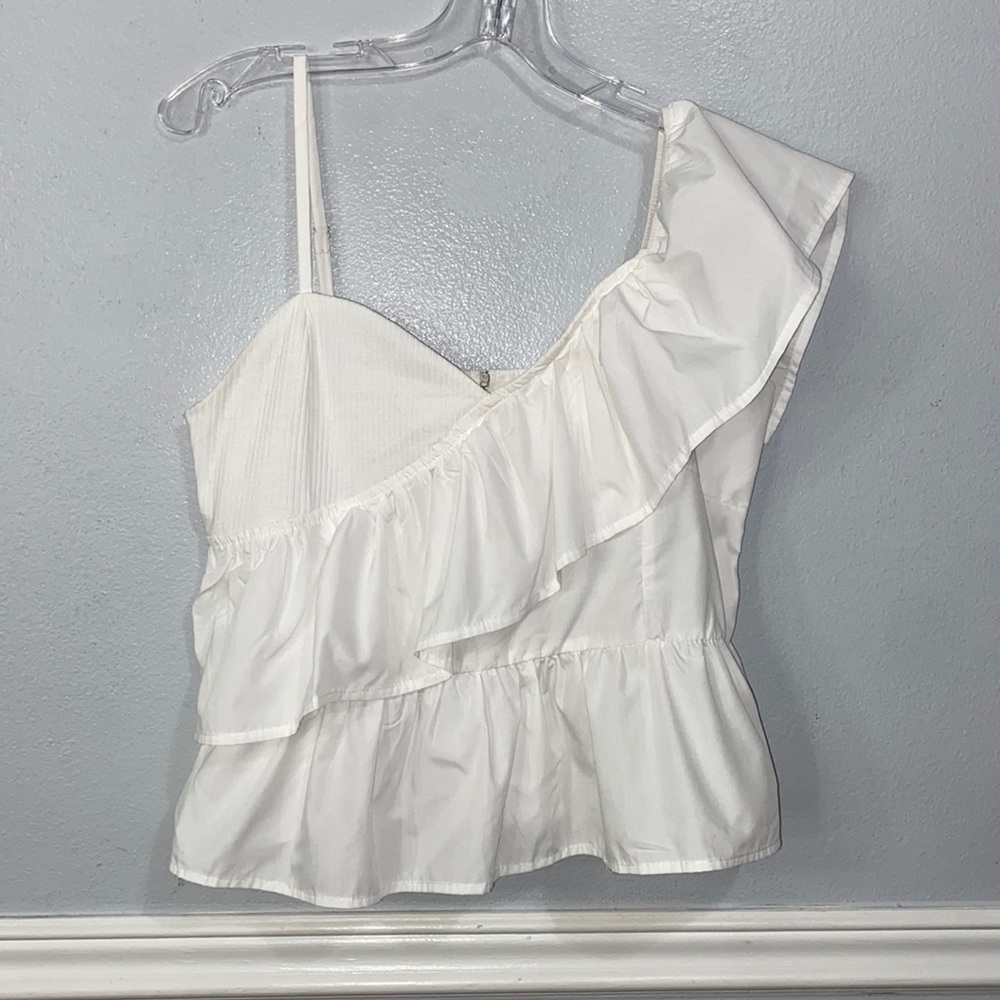 ROMWE Layered Ruffle One Shoulder Top Size: M